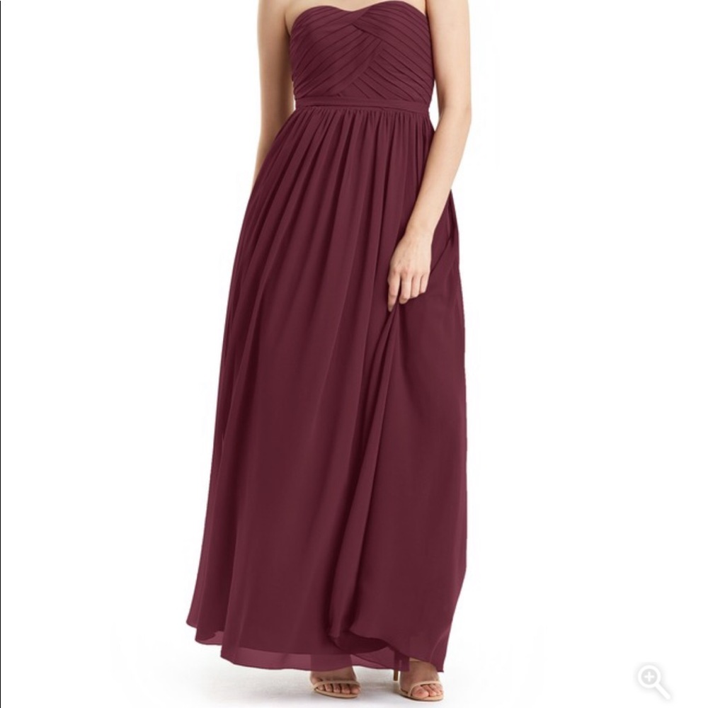 Cabernet, floor length, strapless, corseted gown